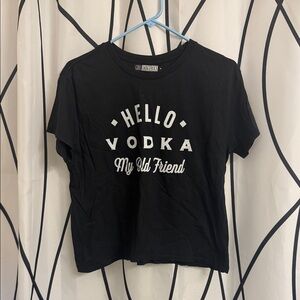 NWOT Women’s Black Vodka Crop Tee - M